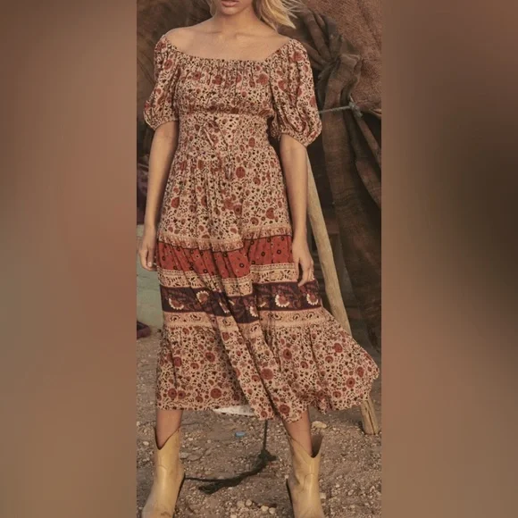 knee length dresses for ladies Spell Maiden Lace Midi Dress Antique White / XL main image 0